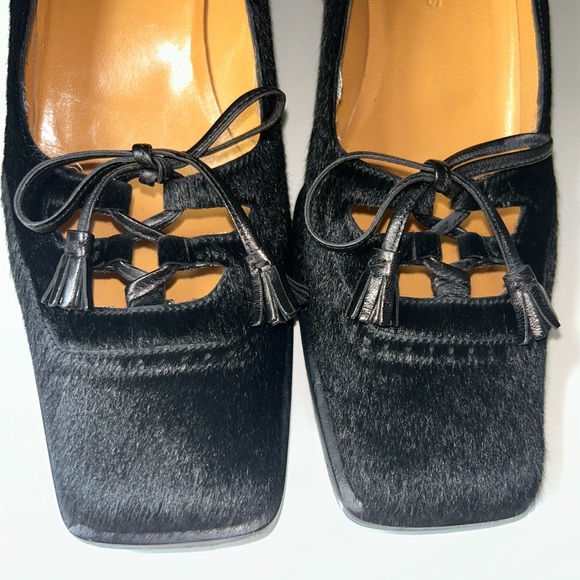 Hermes Paris Black Pony Hair Tassel Heels Size 35 1/2 - Picture 5 of 11